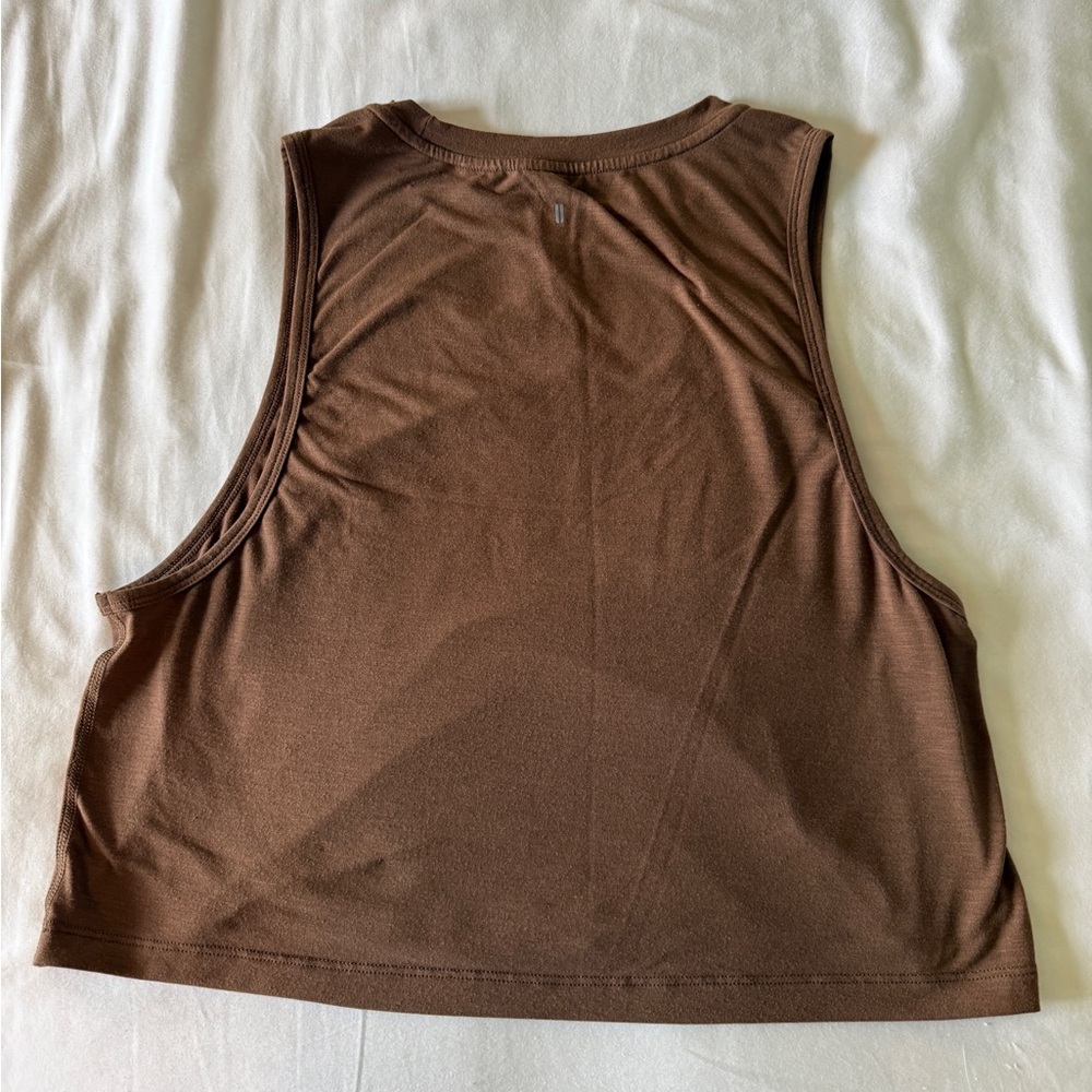 NOBULL Brown Cropped Muscle Tank with Black Logo - Picture 2 of 4